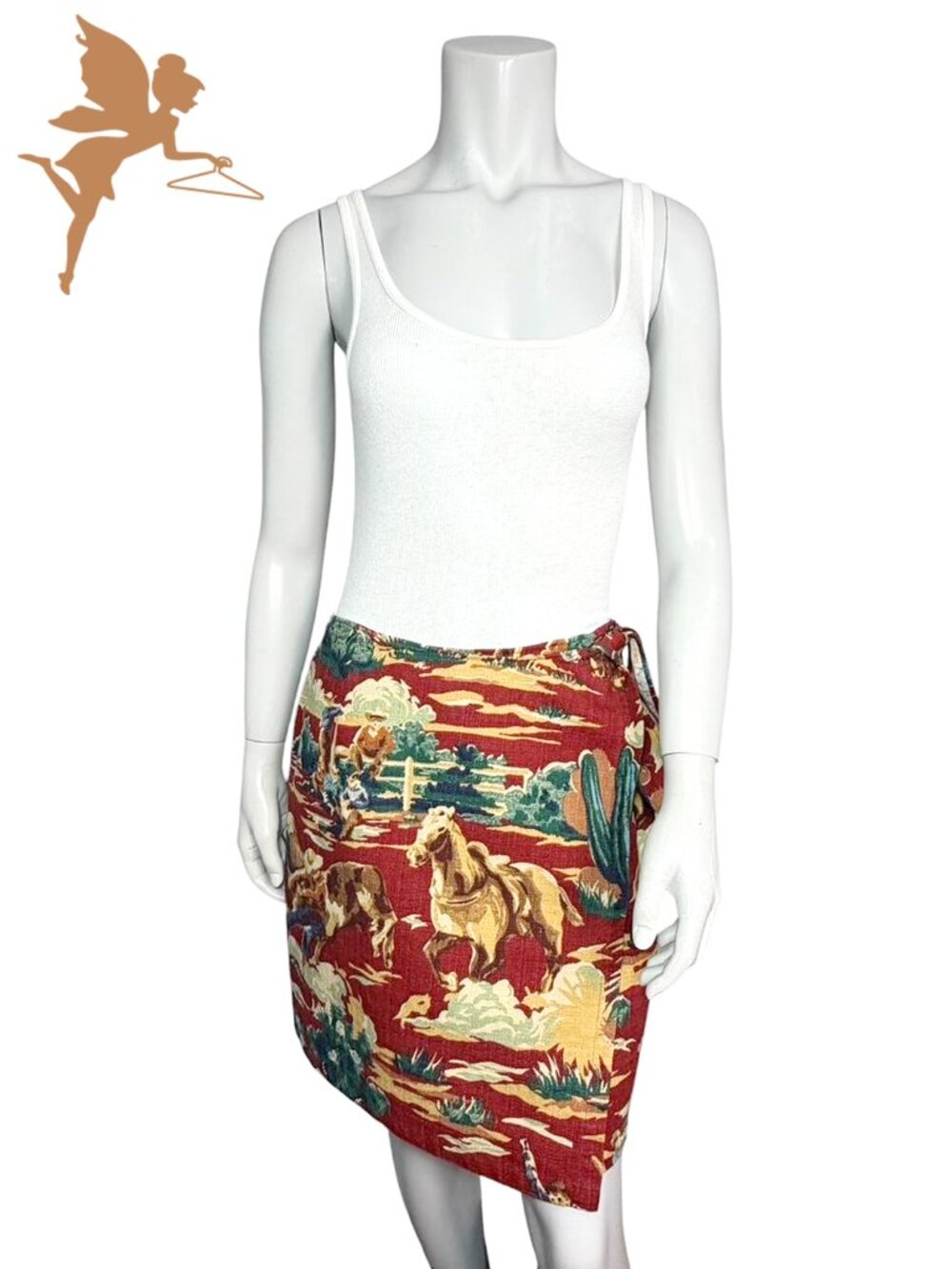 VINTAGE CAROLE LITTLE Western Tapestry Rodeo Wrap Skirt - Picture 4 of 9